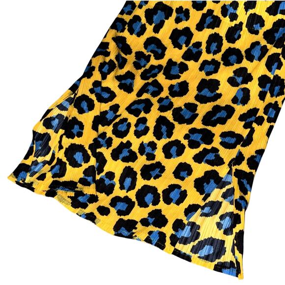 Issey Miyake IM02KN782 Pleated Leopard Skirt Yellow Blue Size 1 - Picture 9 of 12